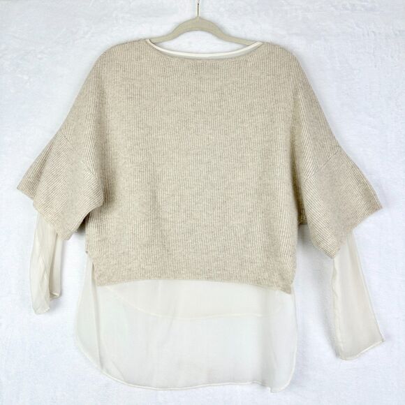 Robert Rodriguez Wool Cashmere Silk Layered Sweater Size Medium Beige Cream - Picture 2 of 5